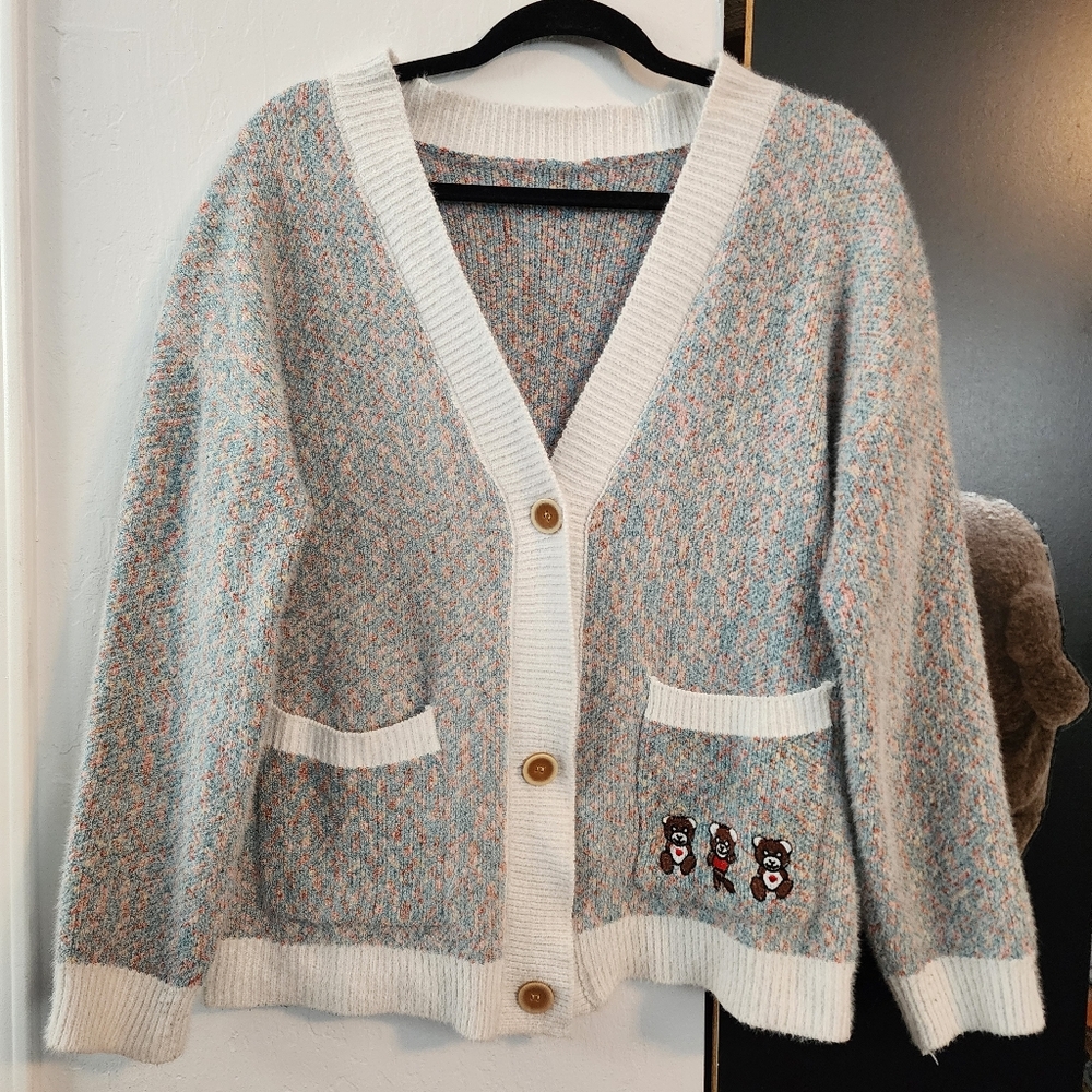 Cozy multicolor knit cardigan